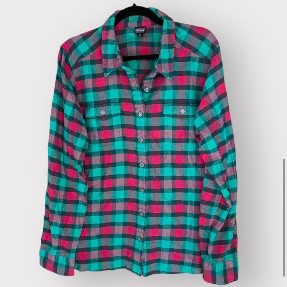 Patagonia Women’s Long Sleeve Midweight Fjord Organic Cotton Flannel - Sz 14 EUC - Picture 2 of 7